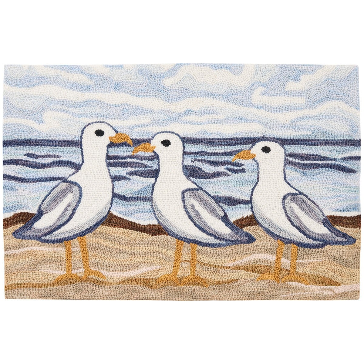 Seagulls on the Beach Hooked Rug Coastal Cottage Nautical Decor 2 x 3 ft (image for) Seagulls on the Beach Hooked Rug Coastal Cottage Nautical Decor 2 x 3 ft