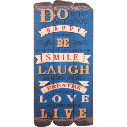 Be Happy Blue Wood Sign Smile Laugh Love Live