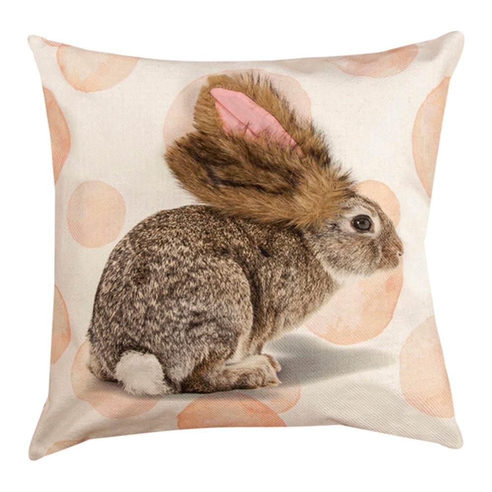 Bunny Rabbit Pillow Cover Faux Fur Ears 18" (image for) Bunny Rabbit Pillow Cover Faux Fur Ears 18"