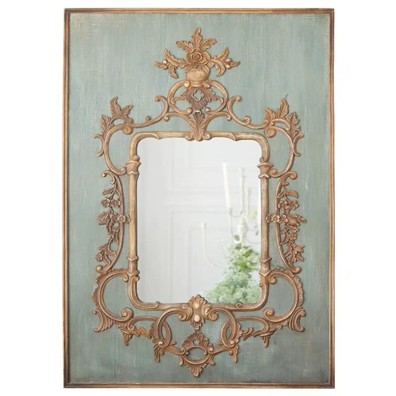 Antique Vintage Style Wall Mirror Carved Wood Frame