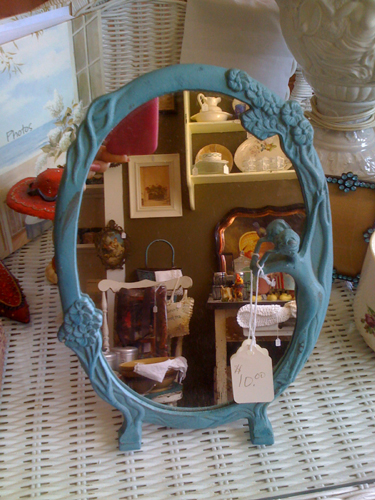 Teal Oval Mirror