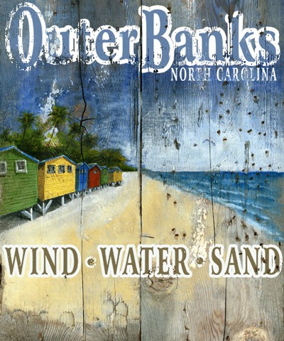 Outer Banks NC Distressed Wood Sign - Customizing Available