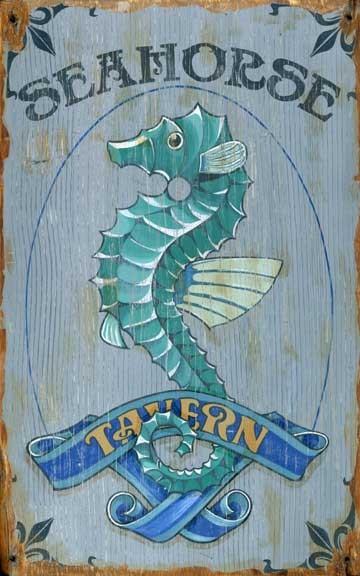 Seahorse Tavern Wood Sign - Customizing Available