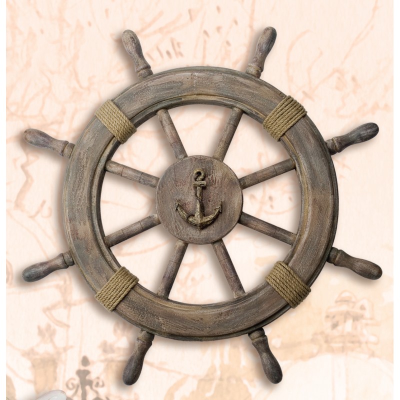 Ship Wheel with Rope & Anchor
