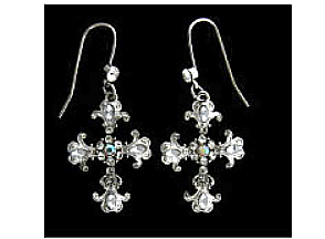 Austrian Crystal Cross Earrings