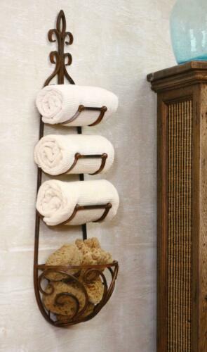 Iron Wall Hanging Towel Rack with Basket - Click Image to Close