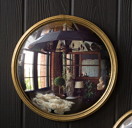 (image for) Convex Wall Mirror 15" Round Gold Framed Antique Vintage Style