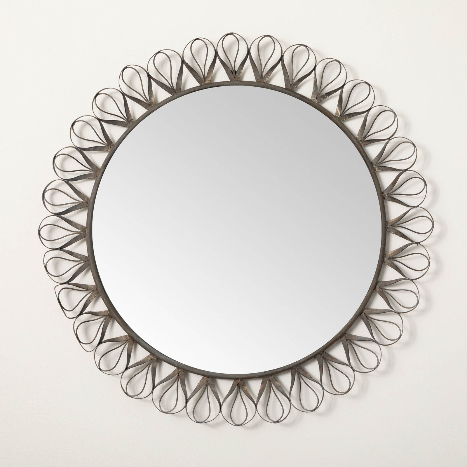 Large Round Wall Mirror Metal Frame Outdoor Safe