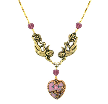 Victorian Angels & Hearts Necklace - Click Image to Close