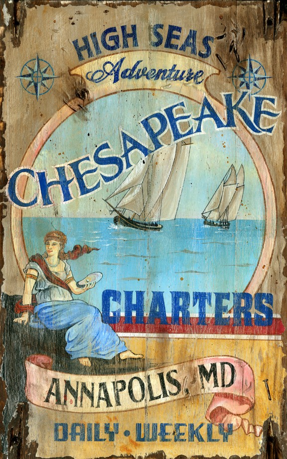 Chesapeake Charters Vintage Wood Sign - Customizing Available