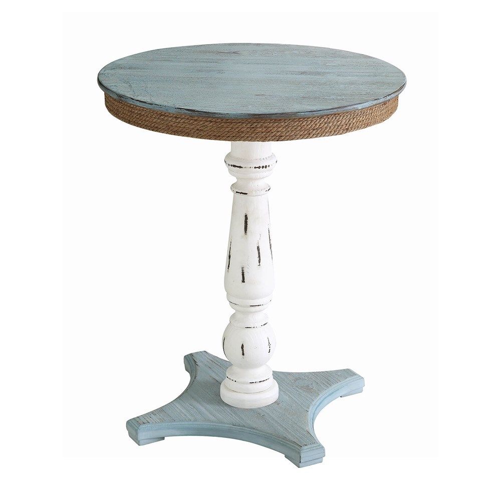 Coastal Wood and Rope Accent Table