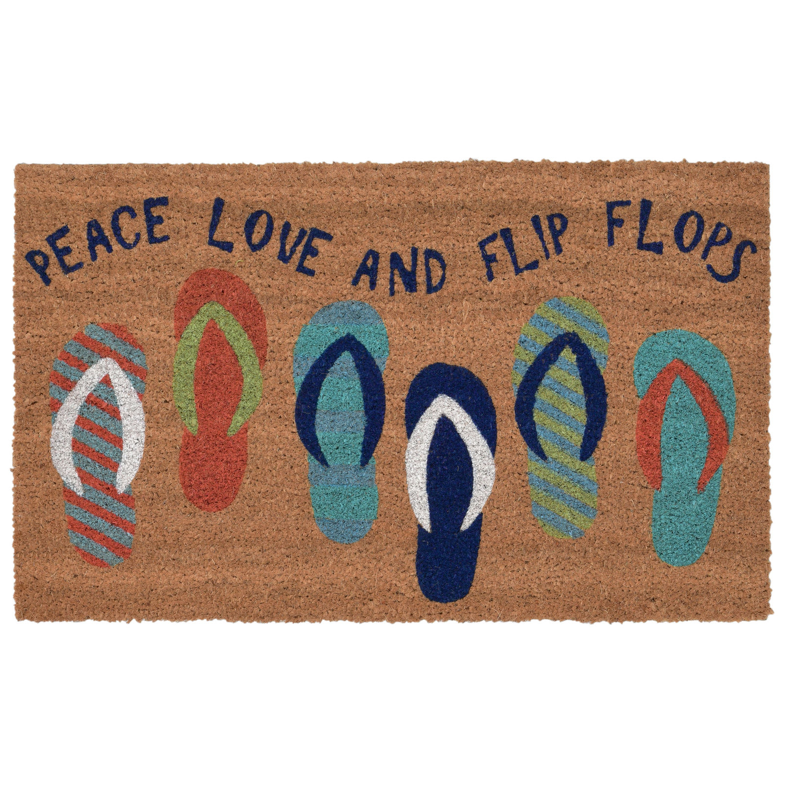 Peace Love Flip Flops Coir Door Mat