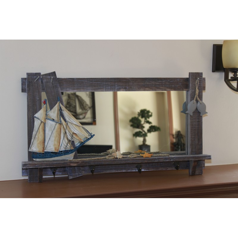 Sailboat Mirror with 4 Hooks