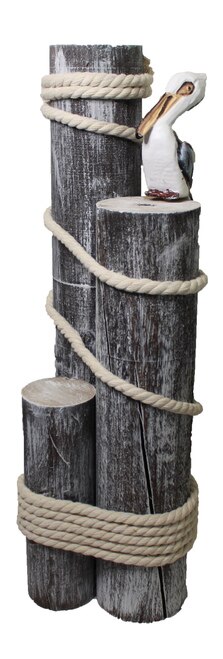 Wood Pilings with Pelican and Rope